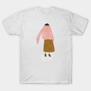 Girl Hiding Face, Scandi Artwork, Nordic Art T-Shirt